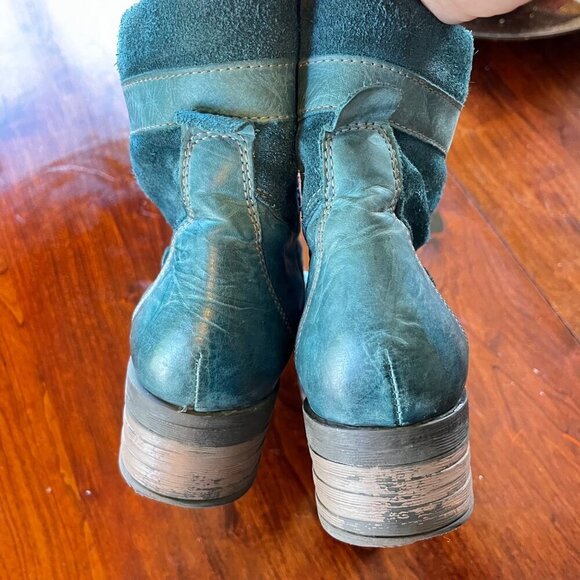 Dromedaris Women's Leather & Suede Ankle Boots -‎ Blue Size 40 - Picture 4 of 11